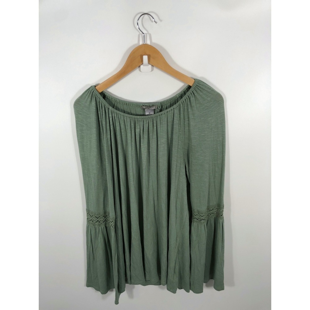 New Directions Peasant Blouse Womens M Green Ren Faire Goblincore Gremlincore